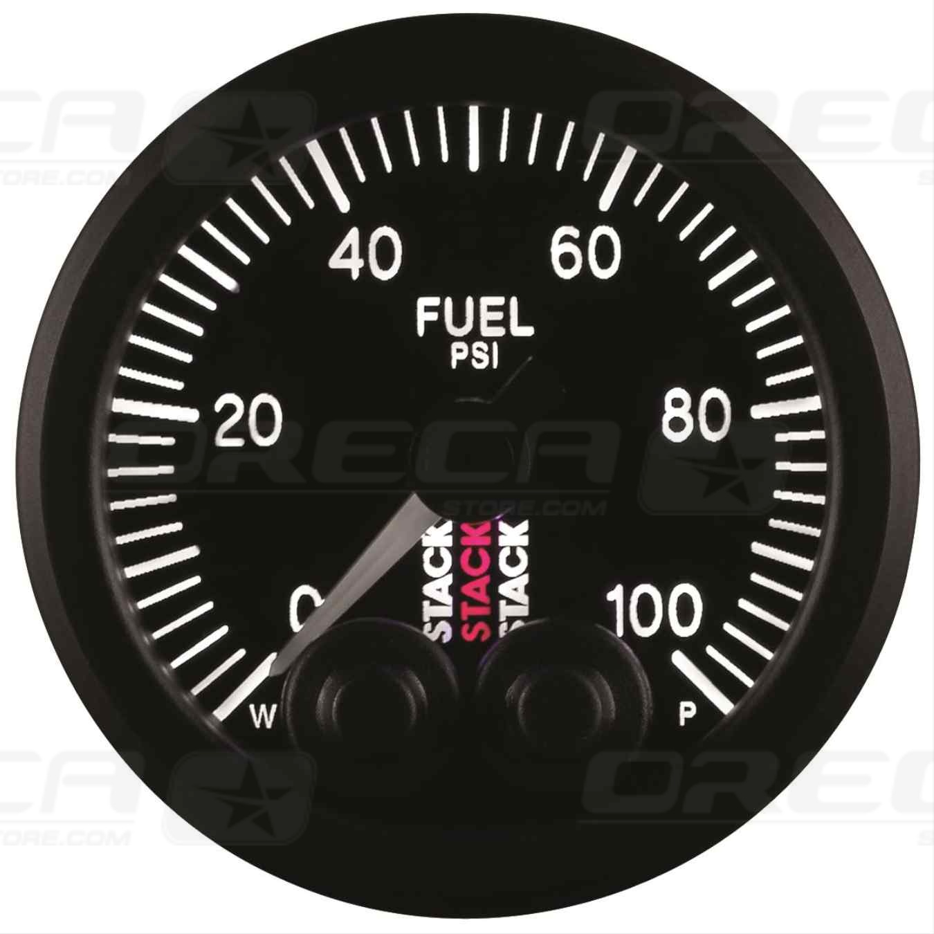 Manomètre pression essence Pro control 0-100 PSI 52mm Noir Électrique, moteur pas à pas STACK 726ST3506