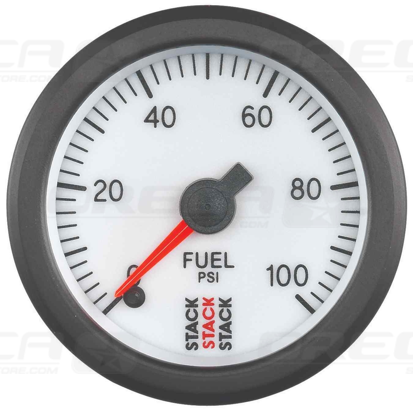 Manomètre pression essence 0-100 PSI 52mm Blanc Électrique, moteur pas à pas STACK 726ST3356