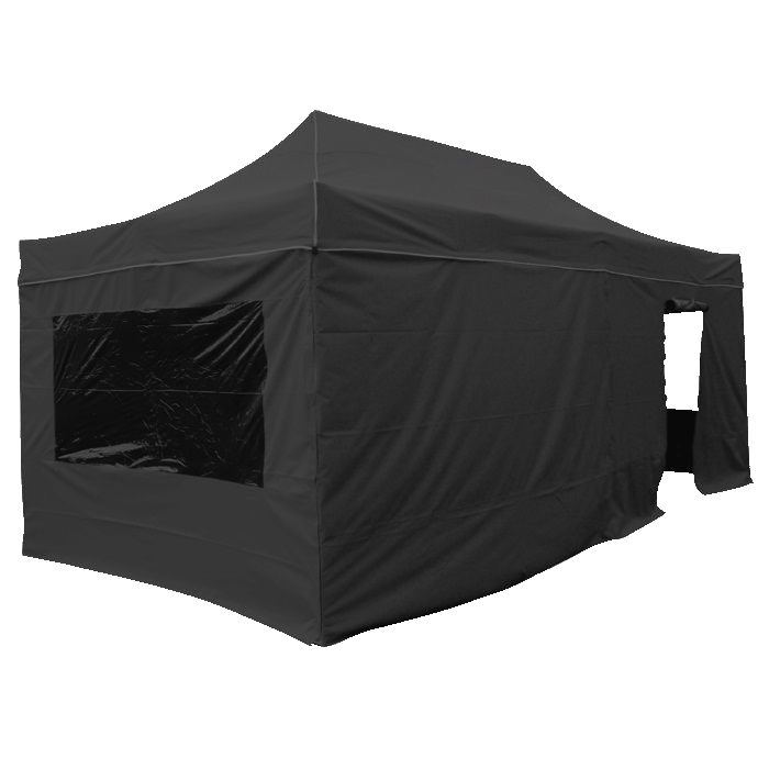 Kit parois + porte + fenêtres pour tente 6 x 3 m acier noire
