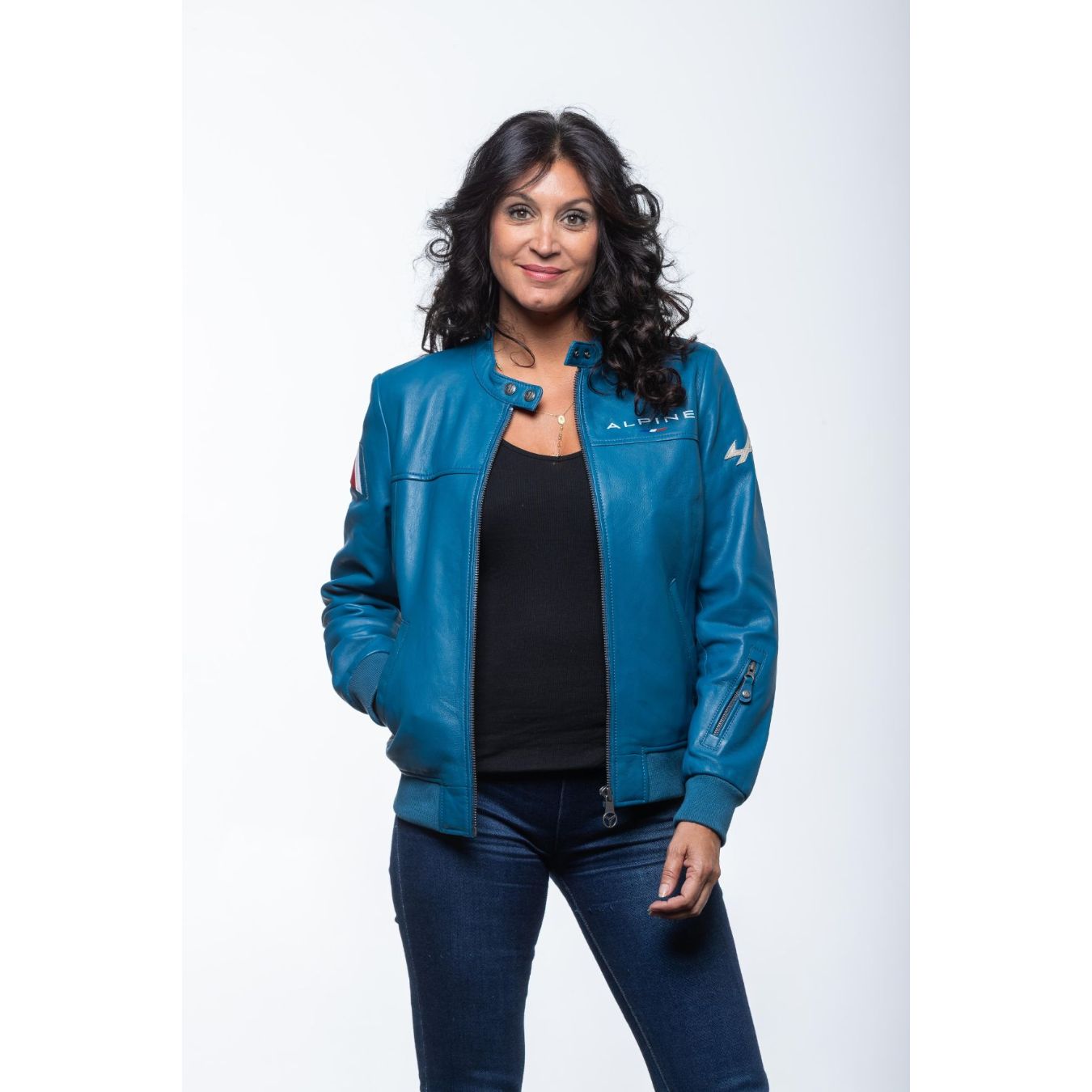 Veste cuir Femme Alpine Cars Bleu Océan