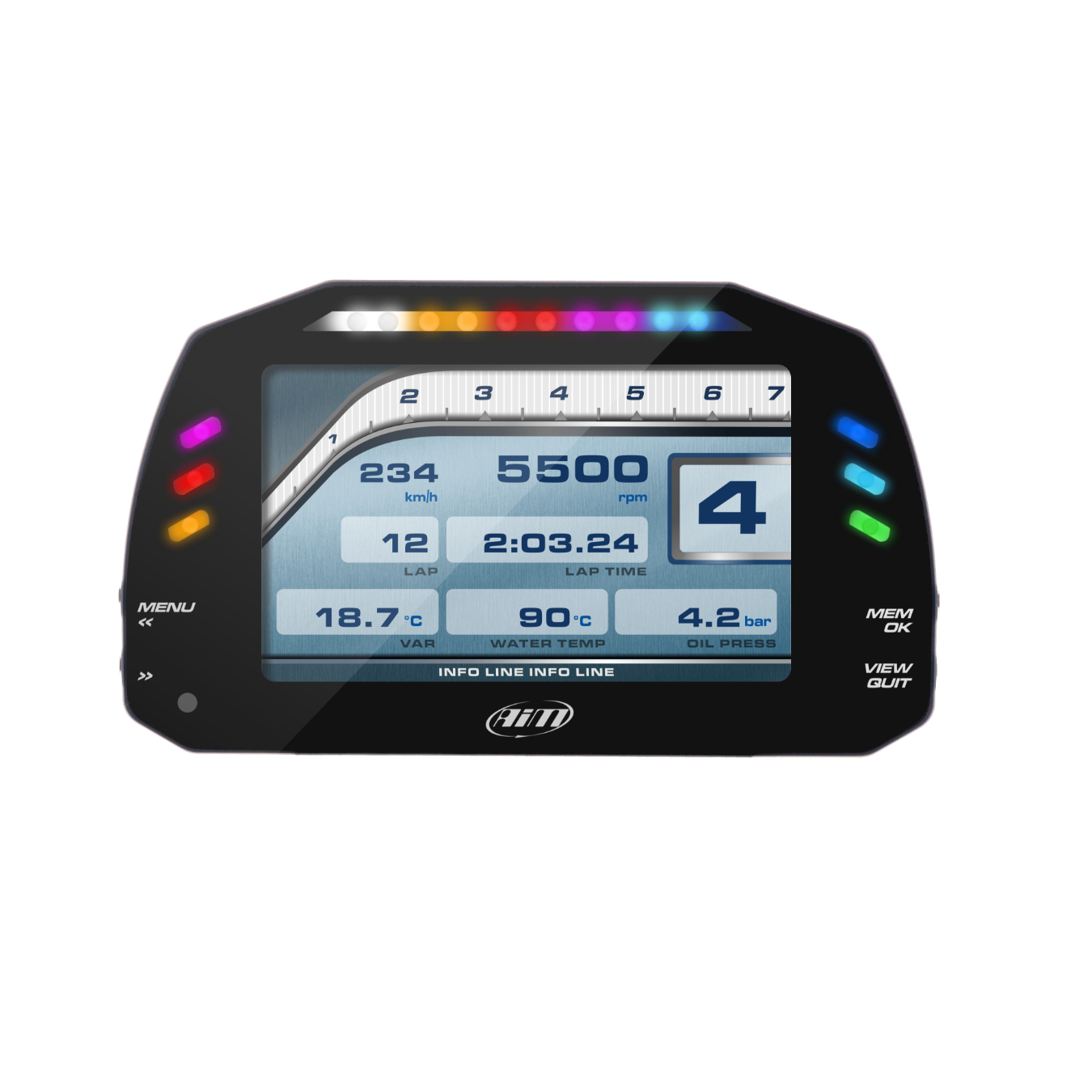 AIM MXS 1.2 Strada dashboard - Road version display (OBDII connection)