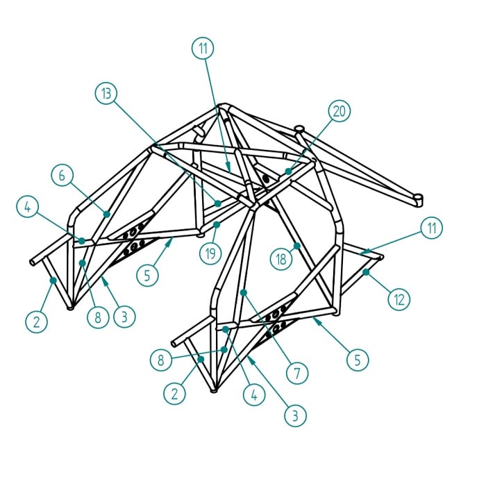 Arceau SPARCO pour RENAULT Clio II 1.6 16V/RS 2000-2005 multipoints à souder