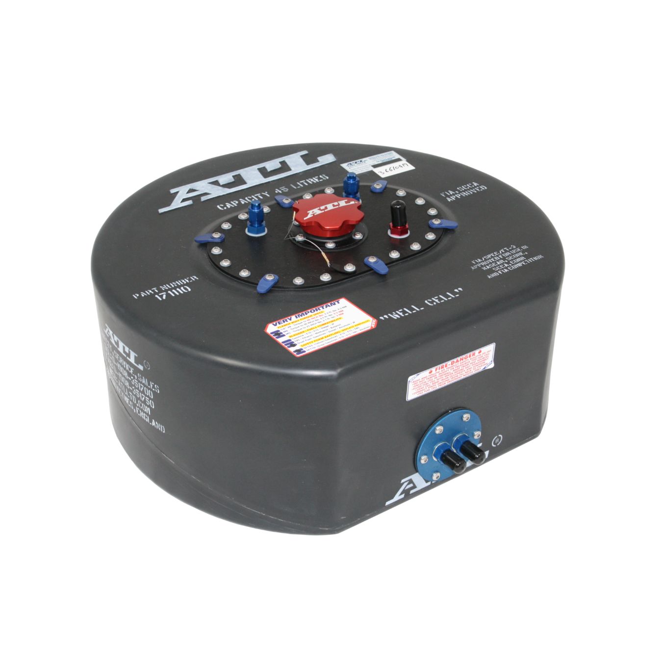 Réservoir ATL pour emplacement roue de secours avec platine et collecteur interne 45L Ø550 mm x H227 mm