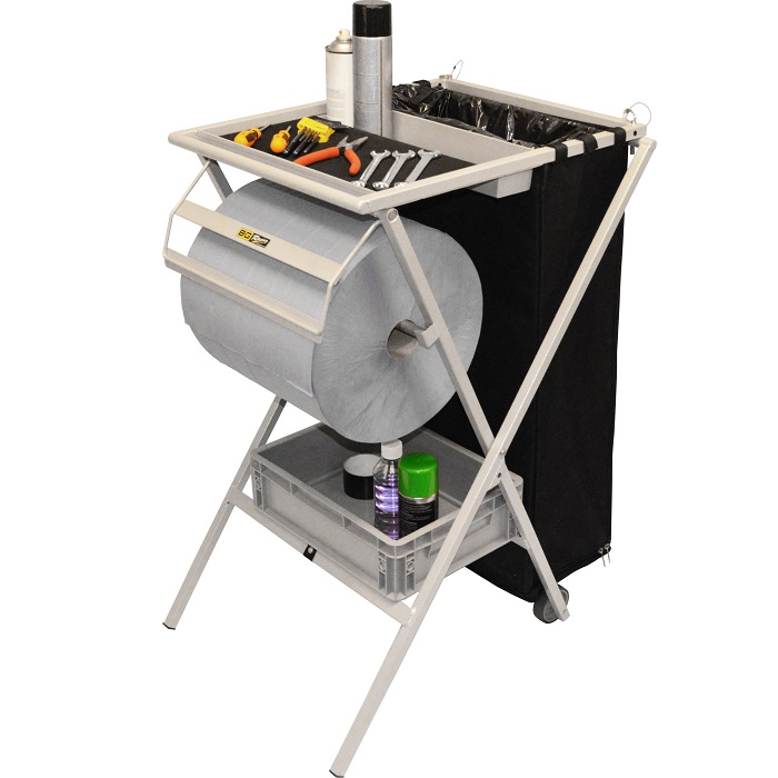 Support de rangement BG RACING avec distributeur de papier et poubelle