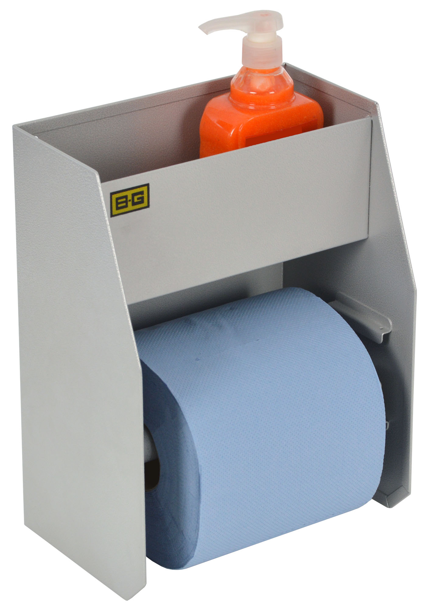 Etagère murale mini station lavage des mains avec savon/papier - grise - BG RACING