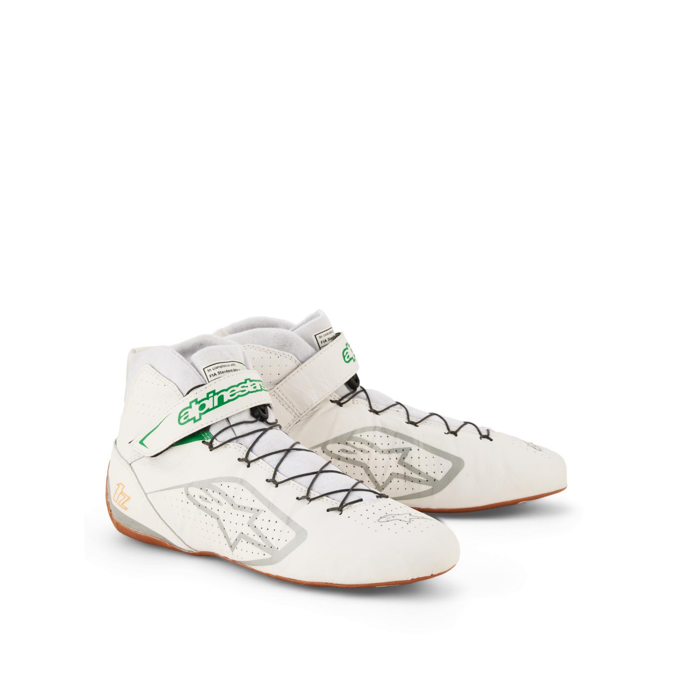 Bottines ALPINESTARS TECH-1 Z V3 FIA 8856-2018 Blanc Vert Argent