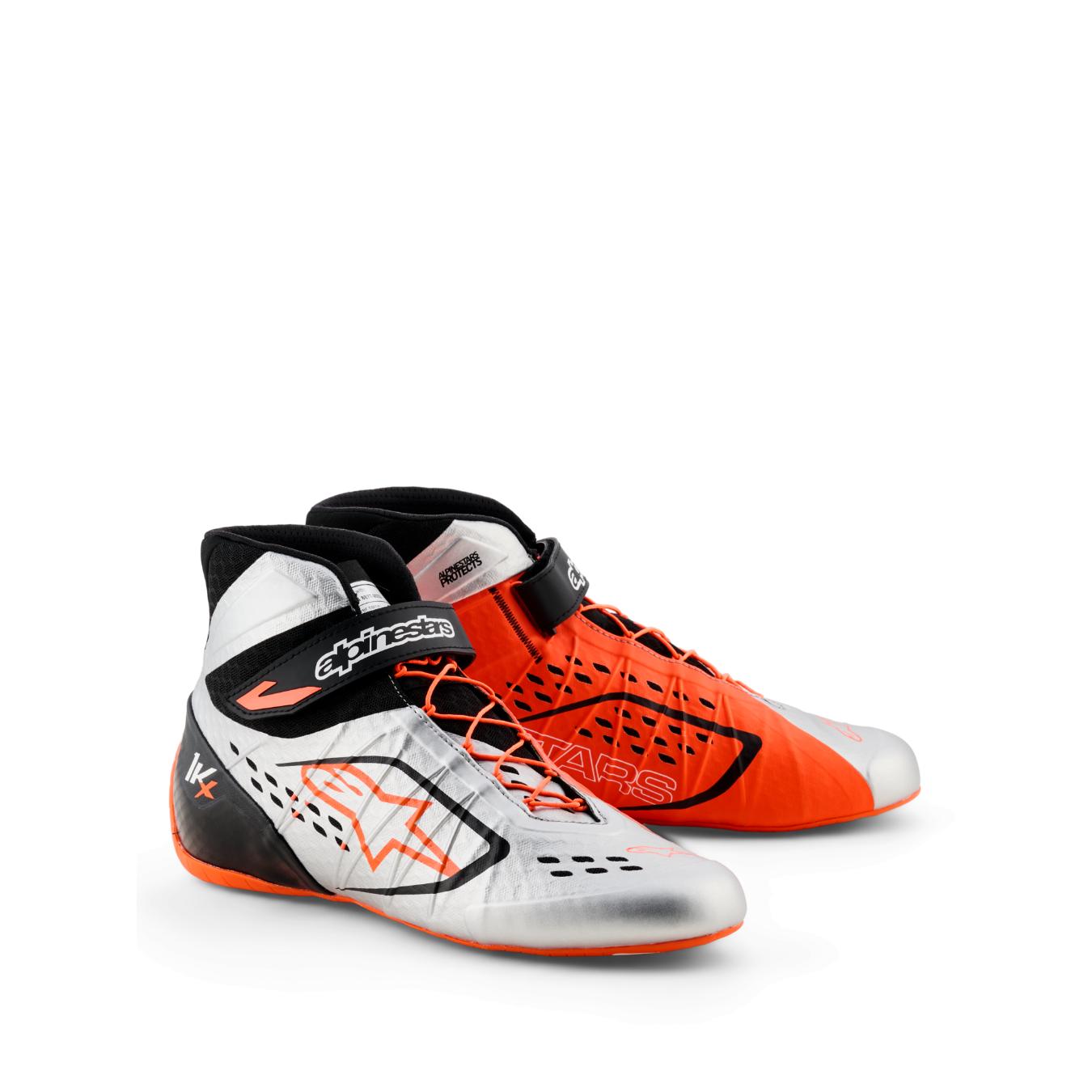 Bottines Karting ALPINESTARS TECH-1 KX V3 FIA 8877-2022 Noir Argent Orange Fluo