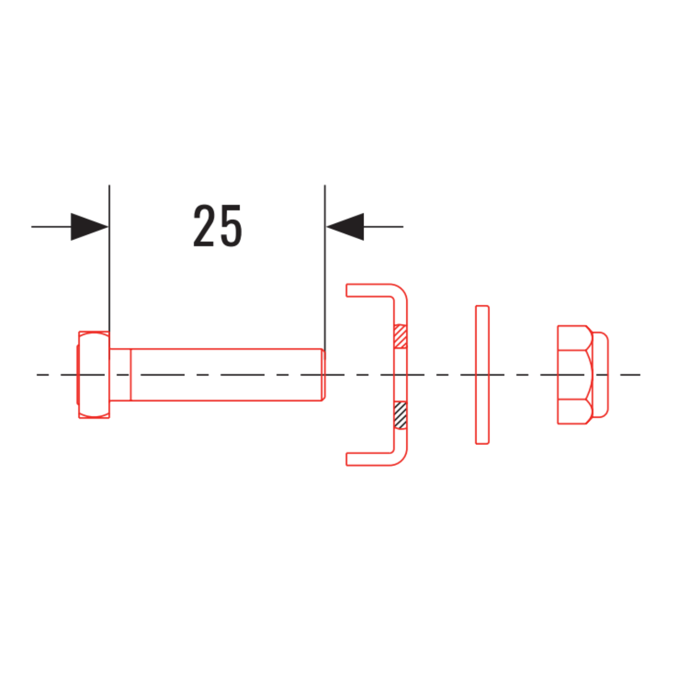 Boulon + rondelles et écrou pour fixation de ventilateur SPAL