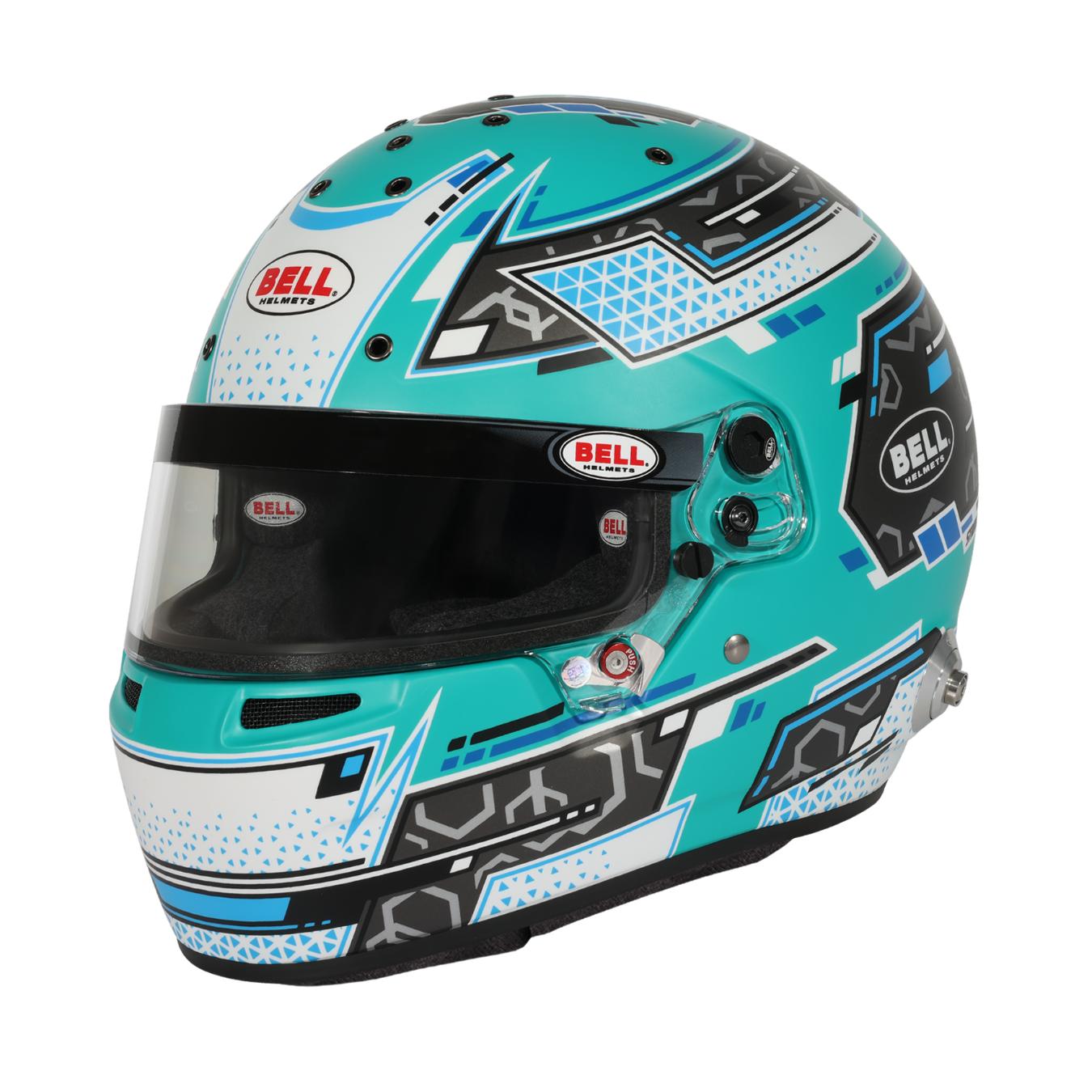 Casque Integral BELL RS7 STAMINA FIA 8859 2024 SA2025 Hans Aquamarine