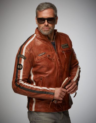 GULF Racing leather jacket - Cognac 
