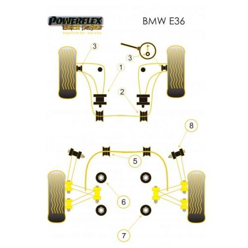 BMW E36 kit de silentblocs de suspension arrière