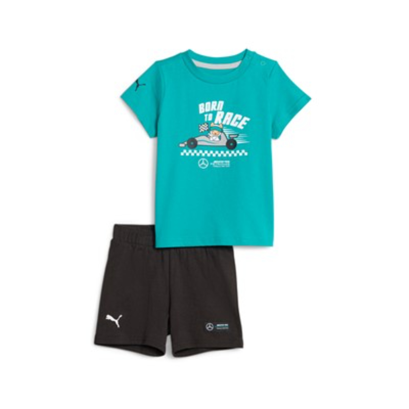 Ensemble T-shirt et short MERCEDES AMG Puma Voiture bleu et noir pour enfant
