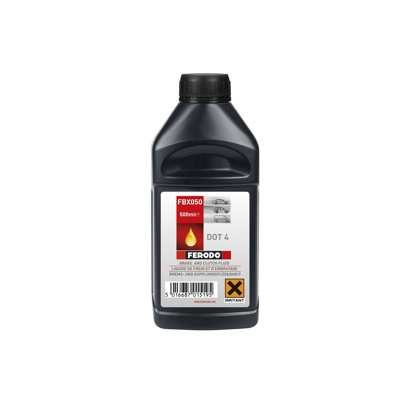 Liquide de frein FERODO DOT4 miscible 500ML