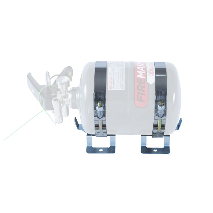 Support FIA avec arrêtoirs anti-torpille et sangles pour extincteur LIFELINE réf. 616LL104225003