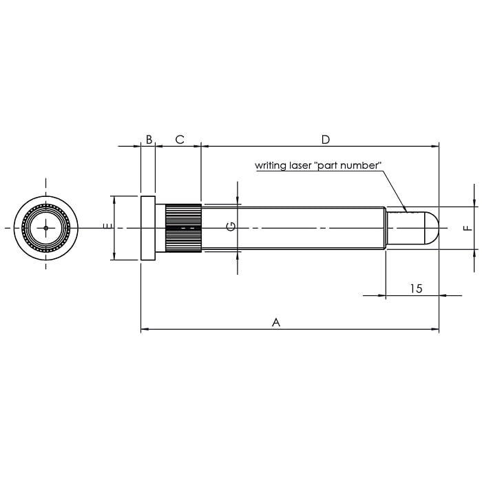 Goujon de roue à tête filetage 12x150 longueur totale 74 mm pour Honda