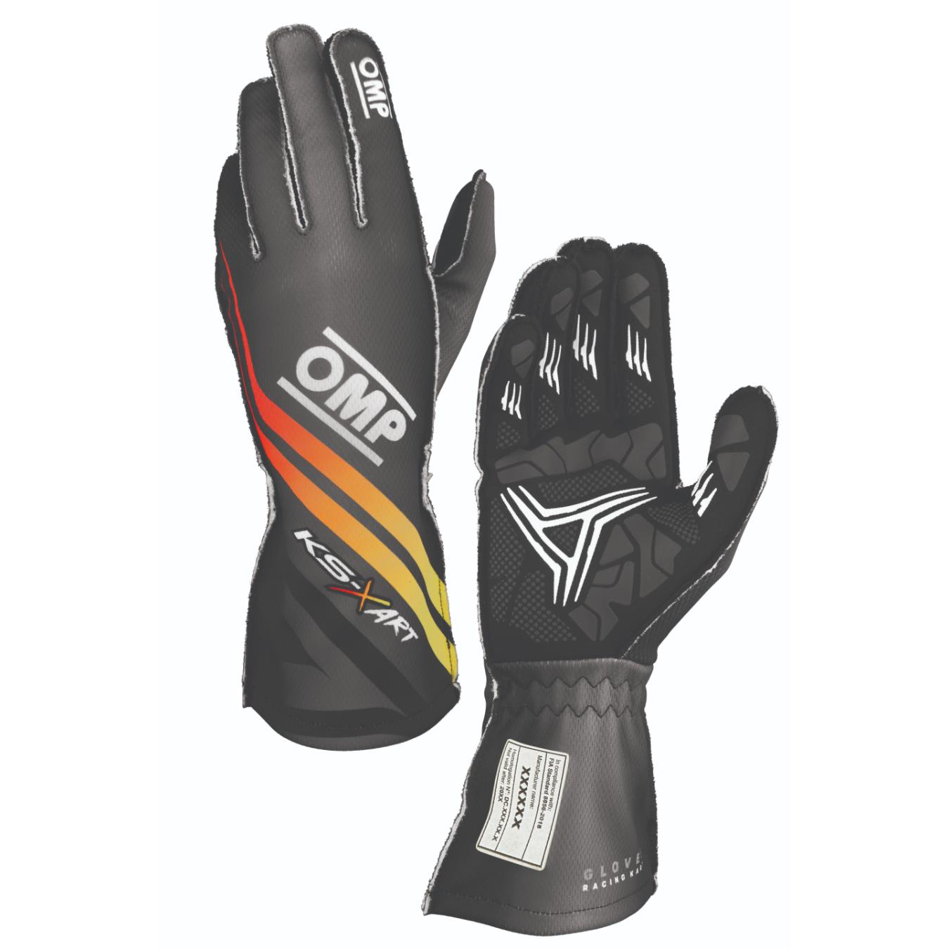 Gants Karting Enfant OMP KS X ART FIA 8877 2022 Noir Jaune Rouge
