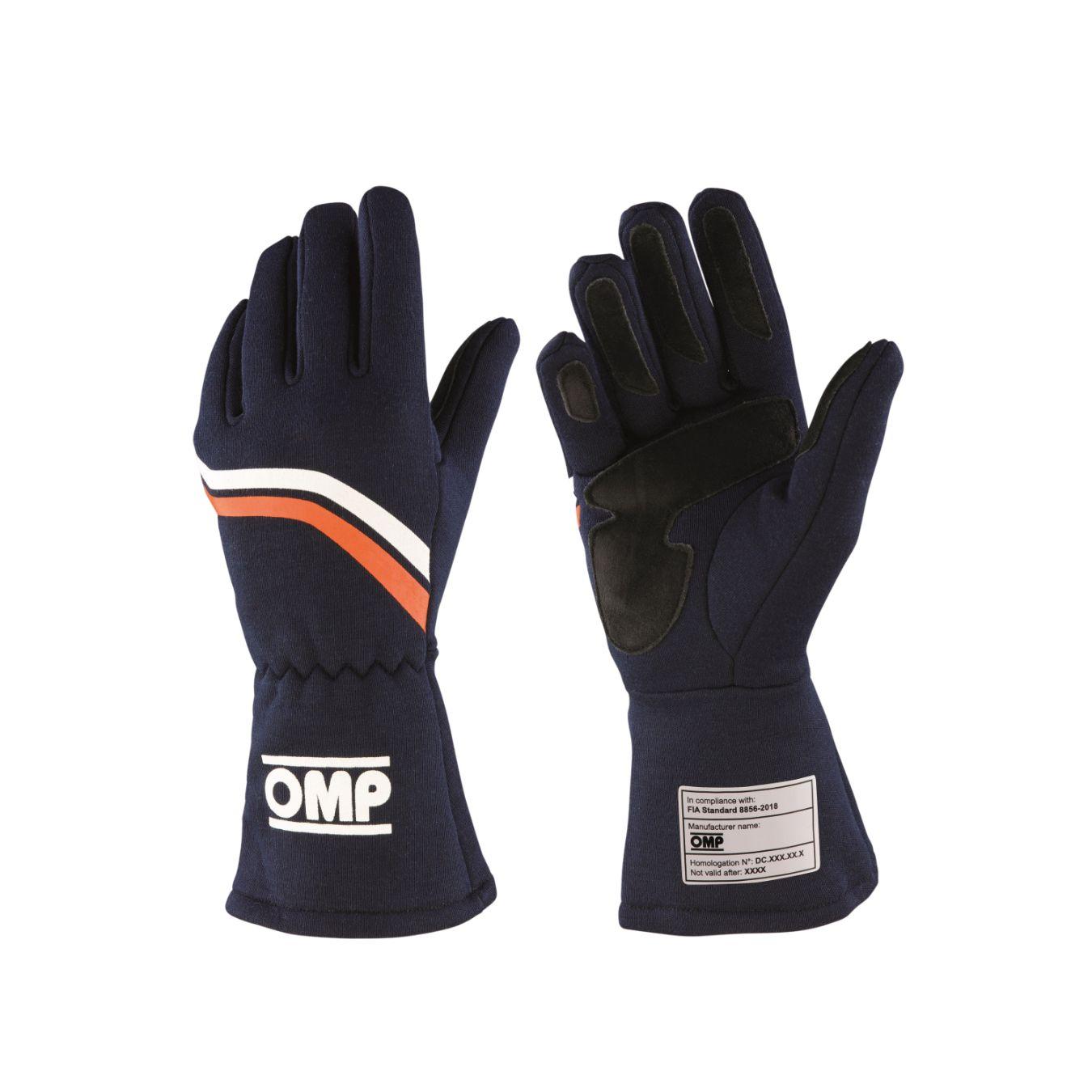 Gants OMP DIJON FIA 8856 2018 Bleu Marine Orange