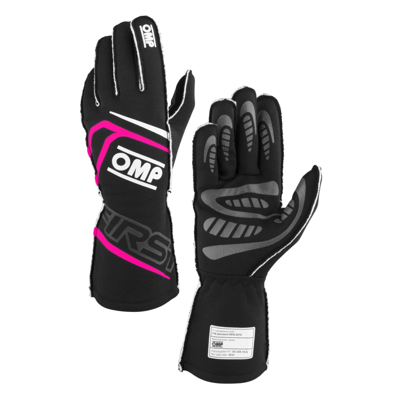 Gants OMP FIRST FIA 8856 2018 Noir Fuchsia
