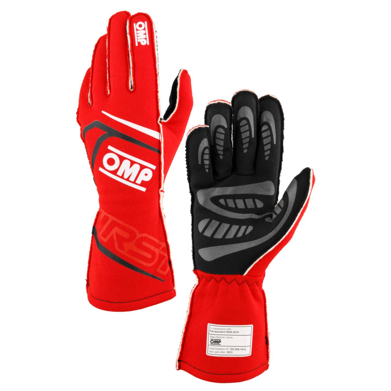 Gants OMP FIRST FIA 8856 2018 Rouge
