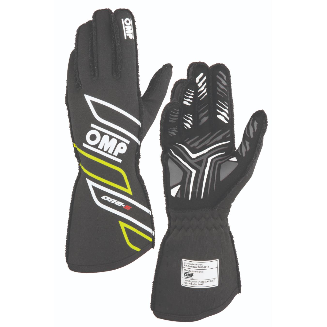 Gants OMP ONE S FIA 8856 2018 Anthracite Jaune