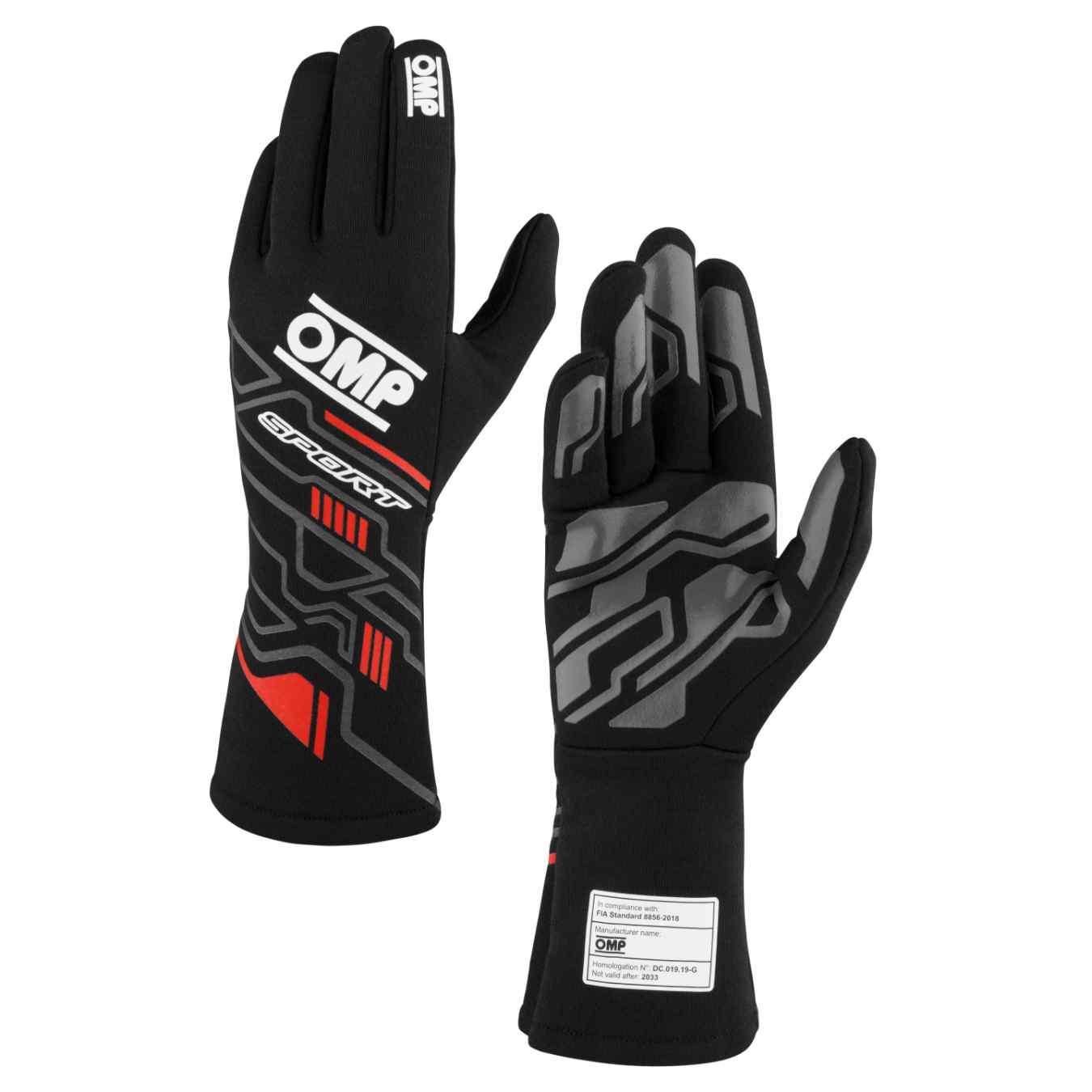 Gants OMP Sport FIA 8856 2018 Noir Rouge