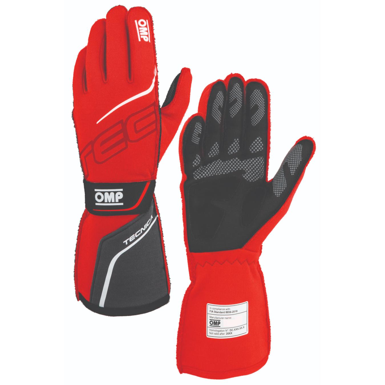 Gants OMP TECNICA FIA 8856 2018 Rouge Noir