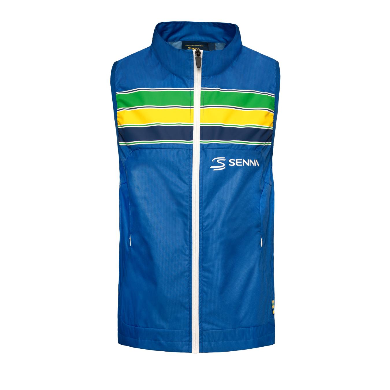Gilet sans manche Ayrton Senna de couleur bleu pour homme