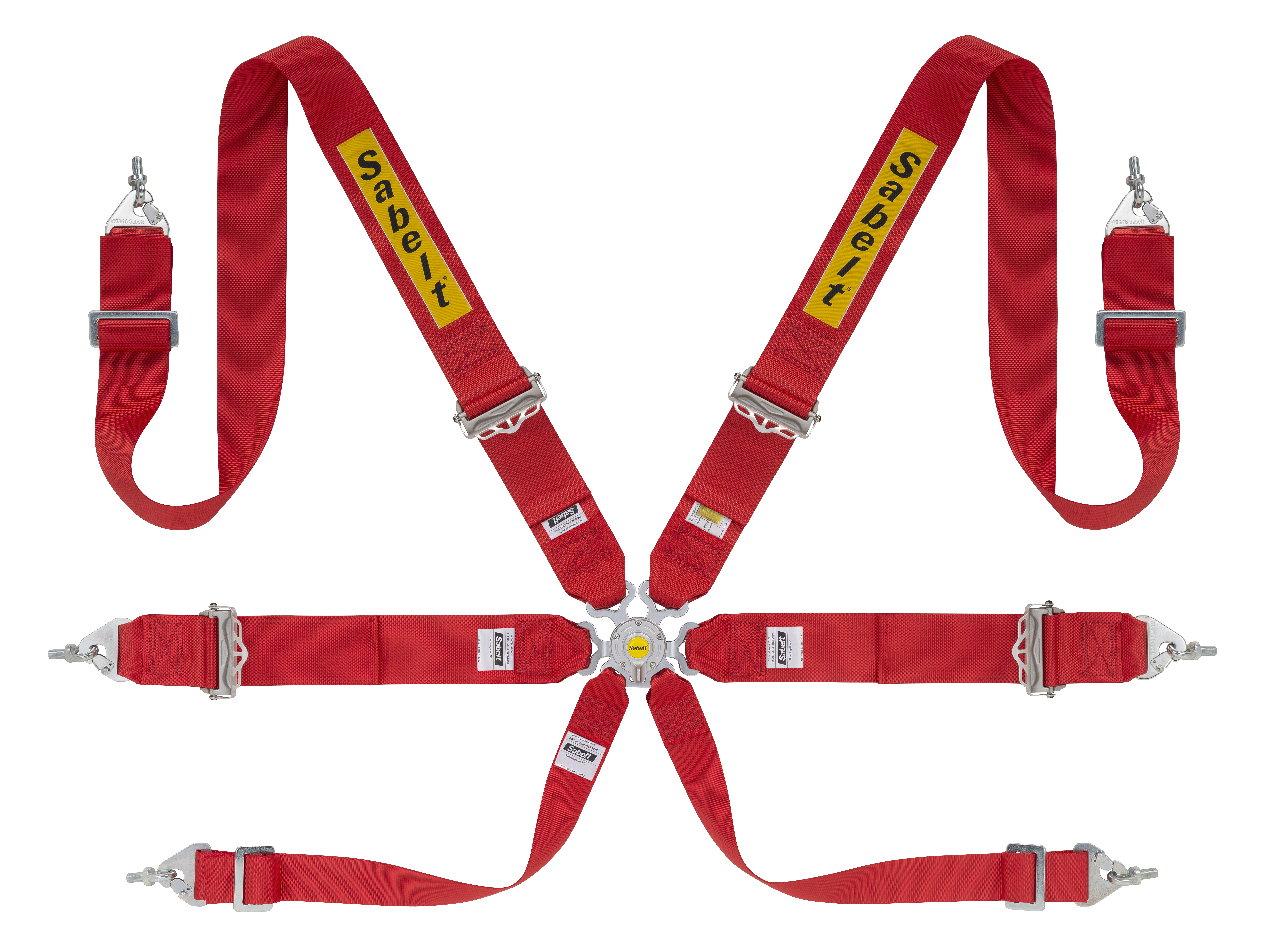 Harnais SABELT Silver Rally 3X3 6 points FIA 8853-2016 Rouge