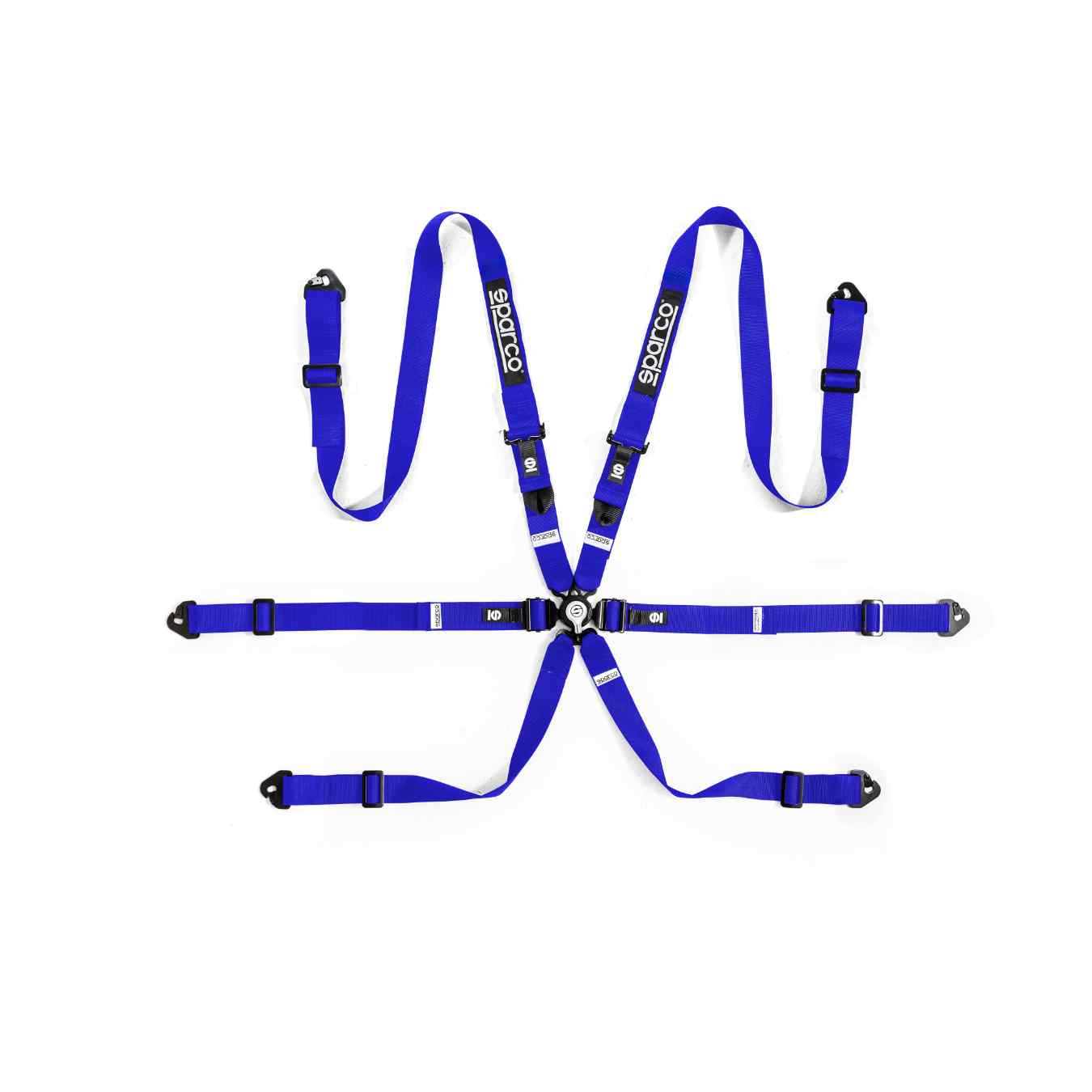 Harnais SPARCO FIA 8853-2016 Competition H 2 Pull Down Acier 6 Points Bleu