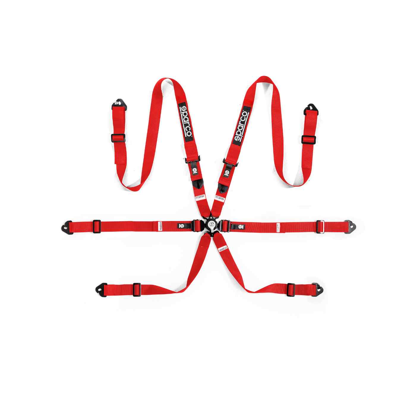 Harnais SPARCO FIA 8853-2016 Competition H 2 Pull Down Acier 6 Points Rouge