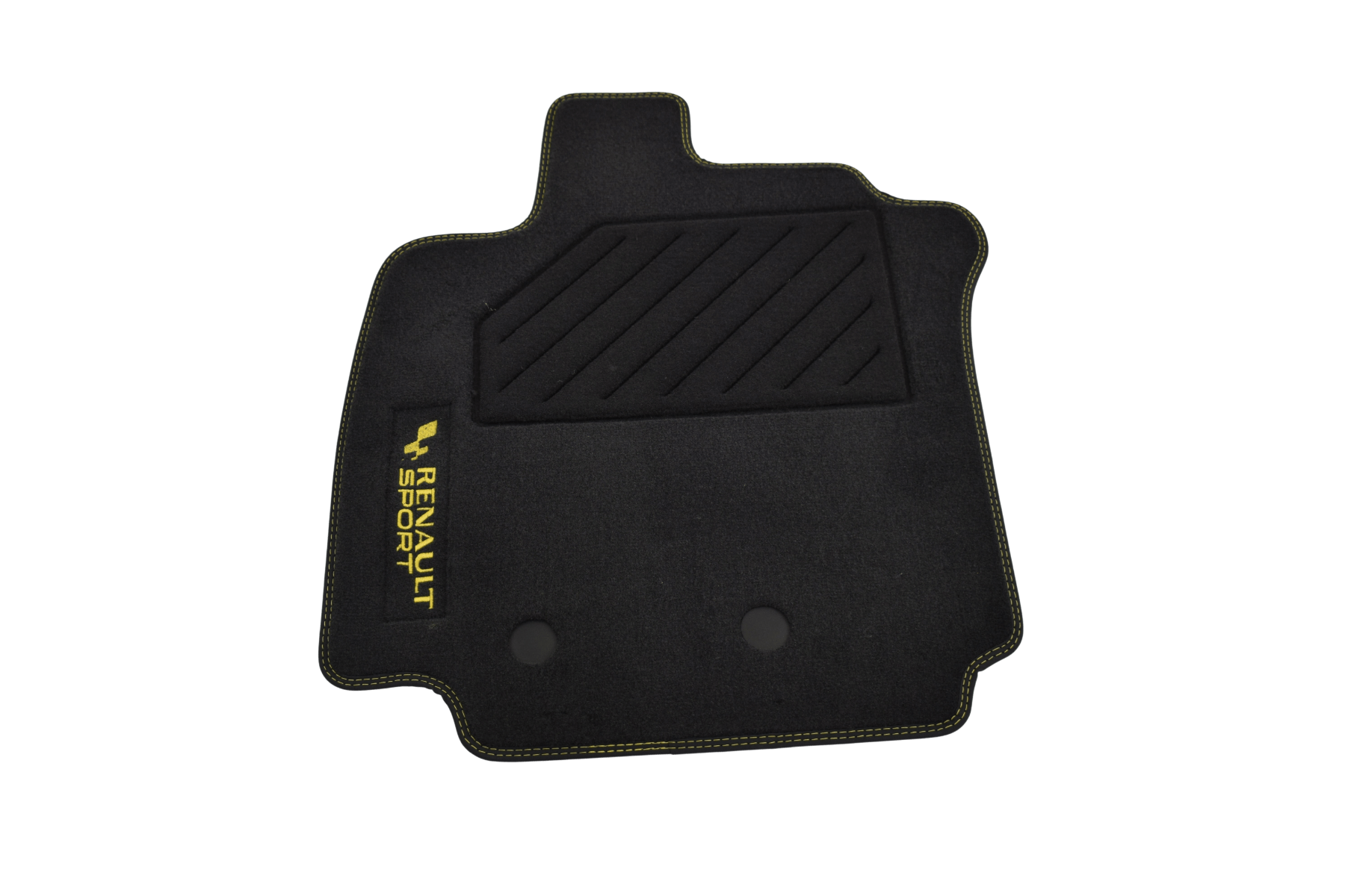 Tapis de sol haut de gamme gris carbone Renault Sport avec des surpiqûres jaune pour Clio III R.S.