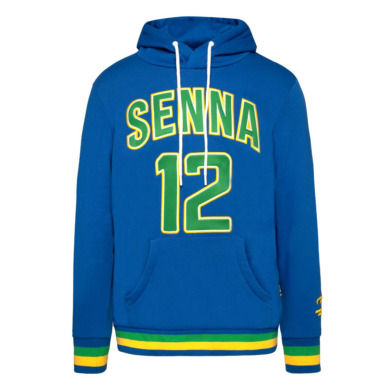Hoodie Ayrton Senna Collegiate de couleur bleu pour homme