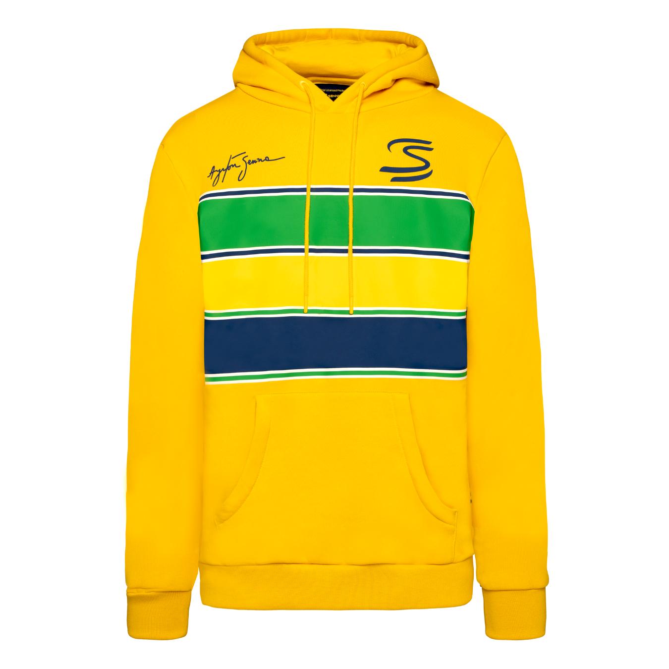 Hoodie Ayrton Senna Stripe de couleur jaune pour homme