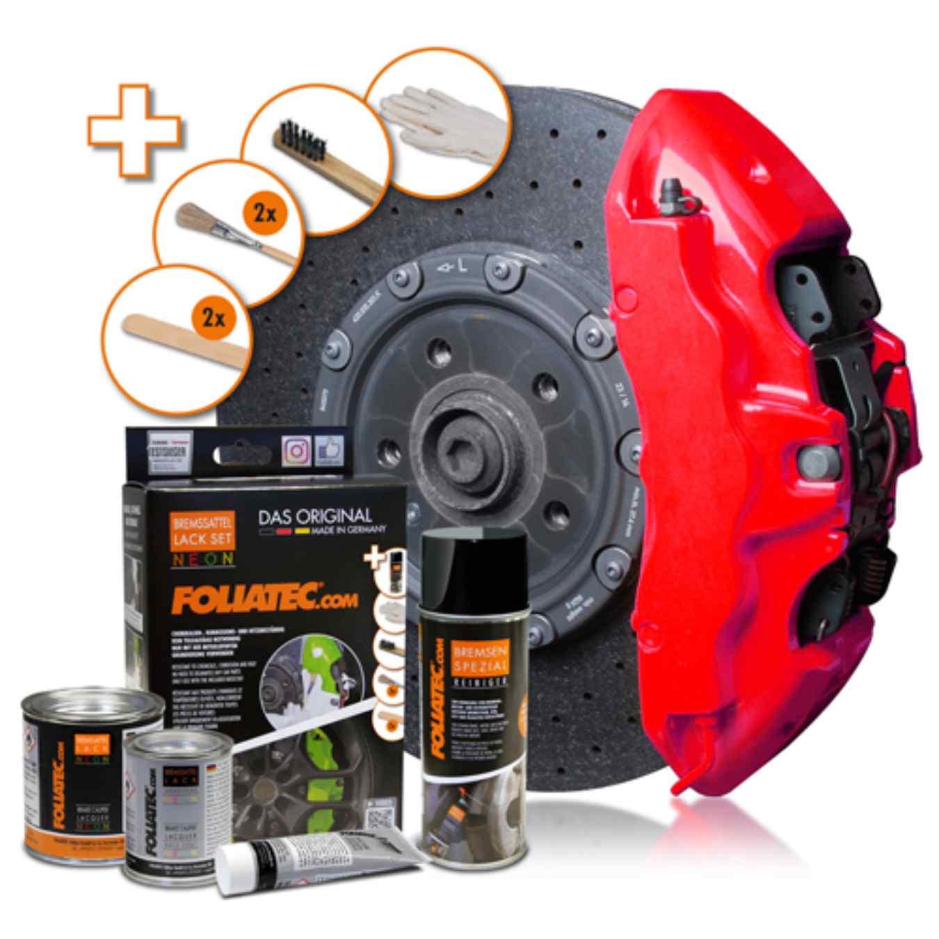 Kit de Laque FOLIATEC pour Etrier de Frein NEON Rouge Fluo