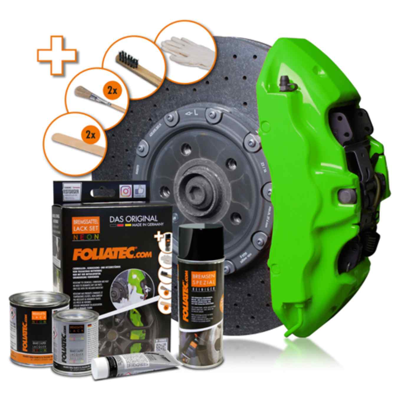 Kit de Laque FOLIATEC pour Etrier de Frein NEON Vert Fluo