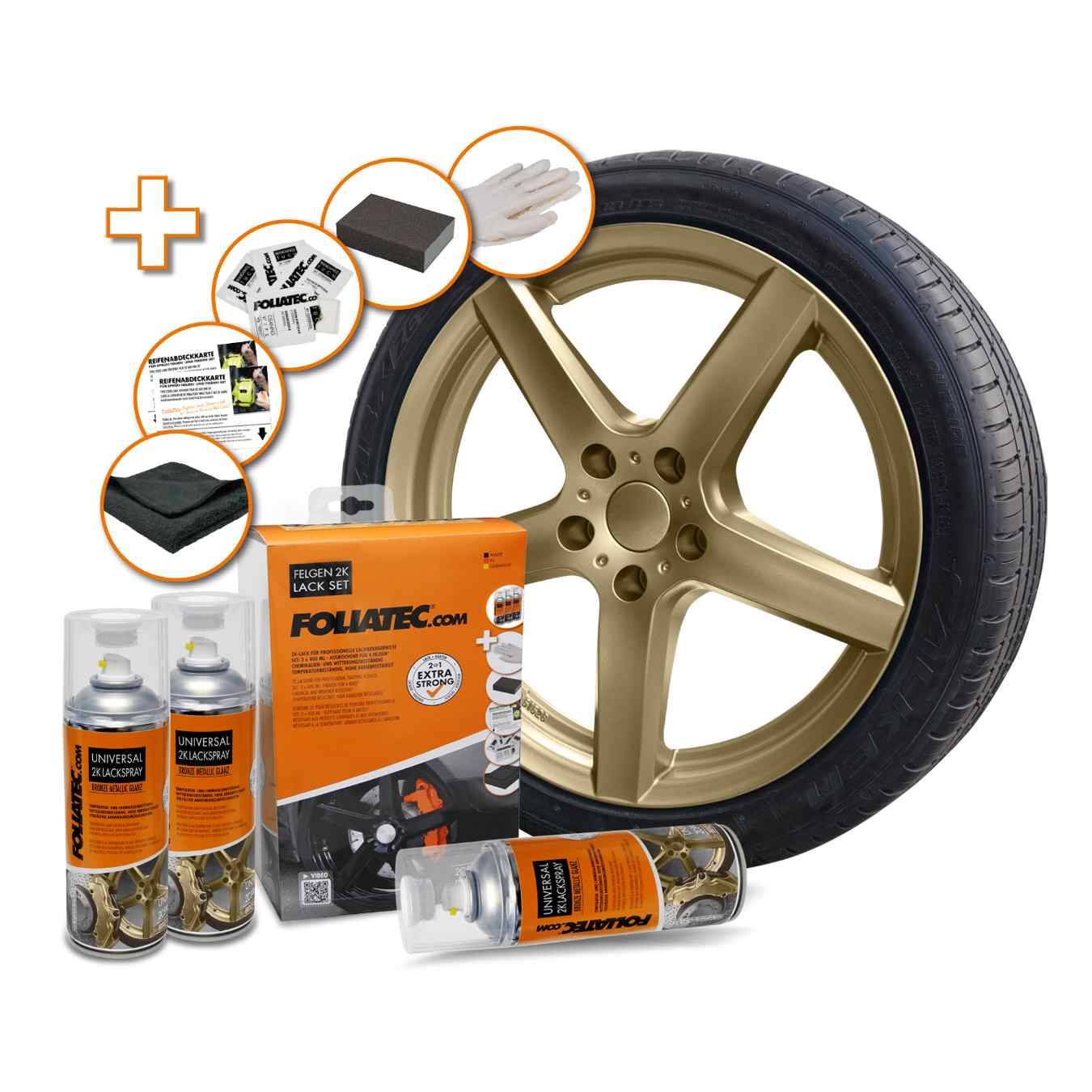 Kit de Peinture FOLIATEC Aérosol 2C pour Jantes Bronze Métalisé Mat 3X400ML