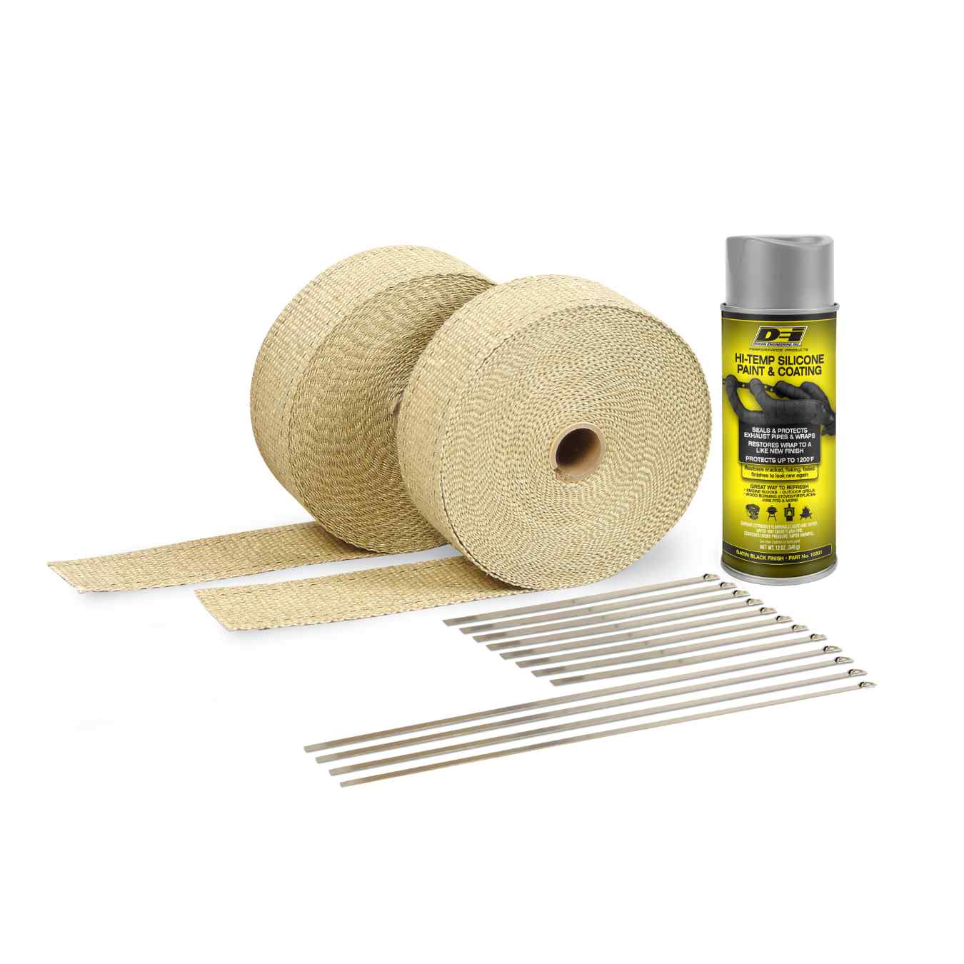Kit ruban échappement 15,2M x 5CM Fibre de verre - Beige DEI 10112