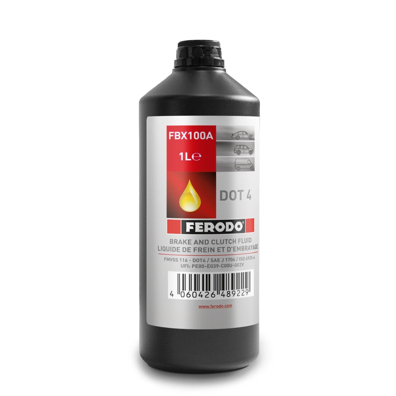 Liquide de frein FERODO DOT4 A miscible 1L