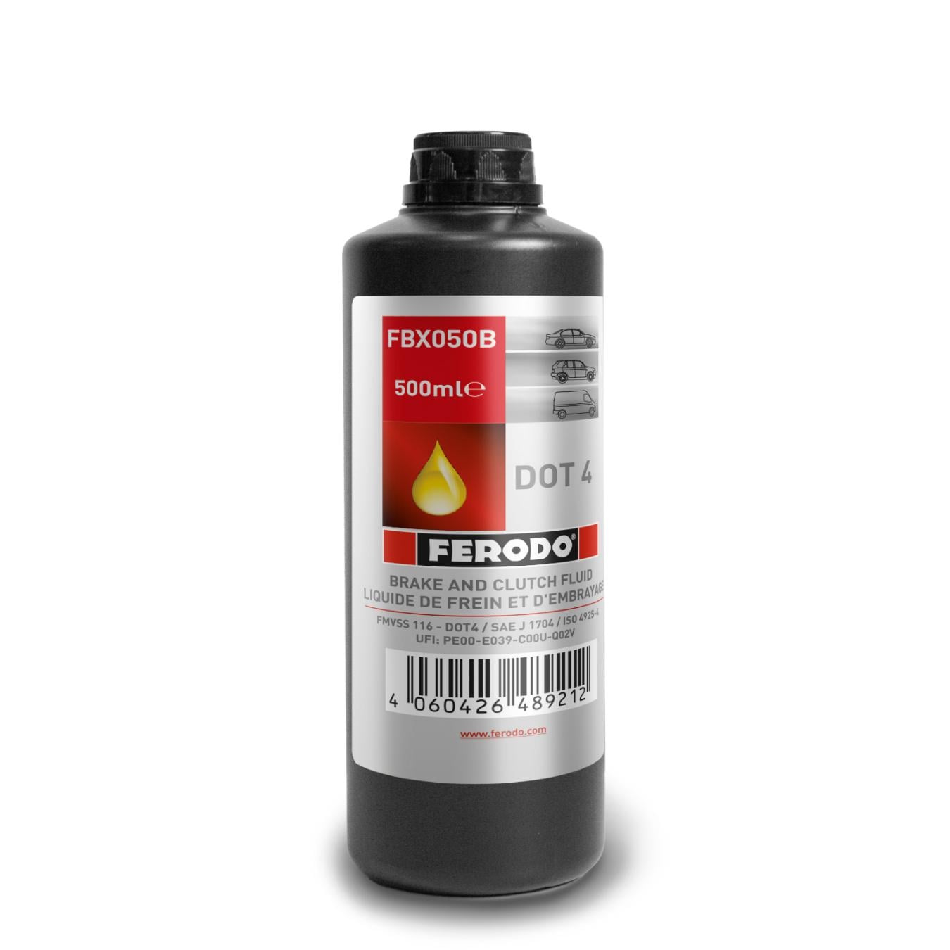 Liquide de frein FERODO DOT4 miscible 500ML