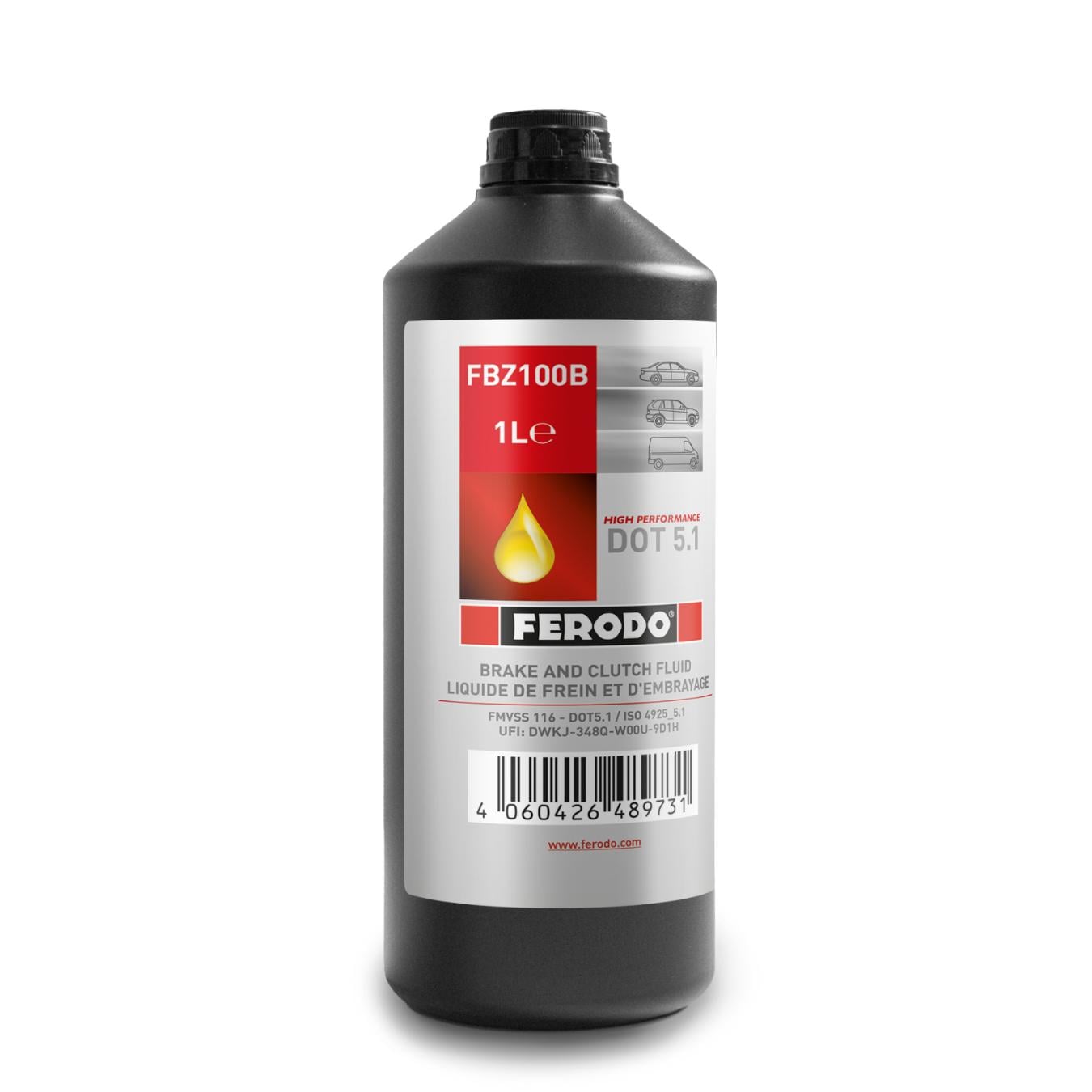 Liquide de frein FERODO DOT5.1 B miscible 1L