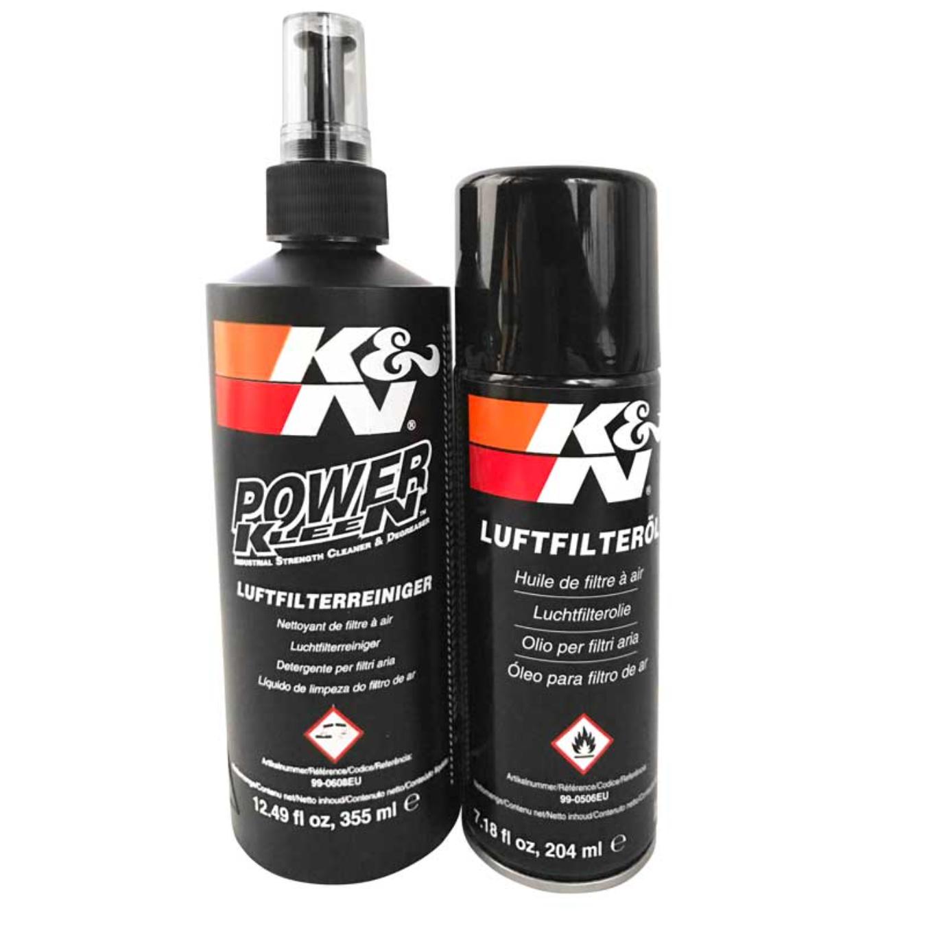 Nettoyant 355ml + aerosol huile 204ml pour filtre à air K&N 99-5003EU