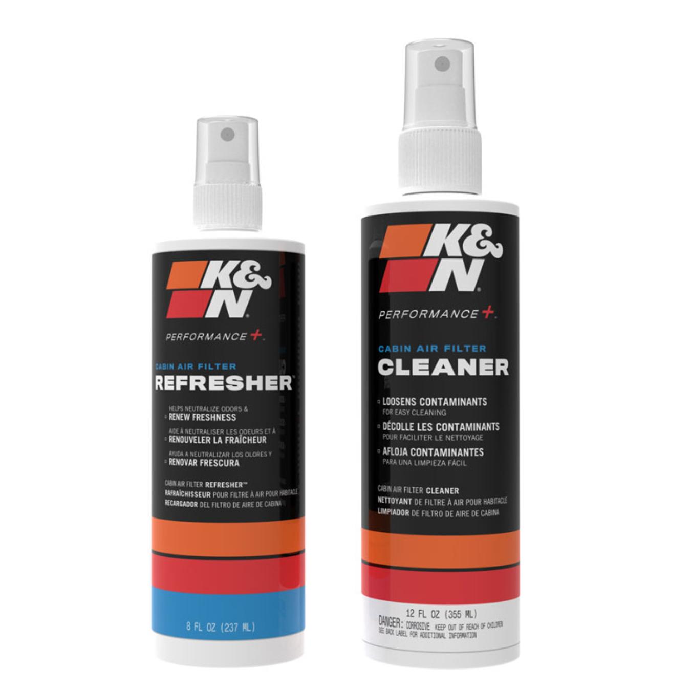 Nettoyant K&N 355ml + refresher 204ml filtre habitacle 99-6000
