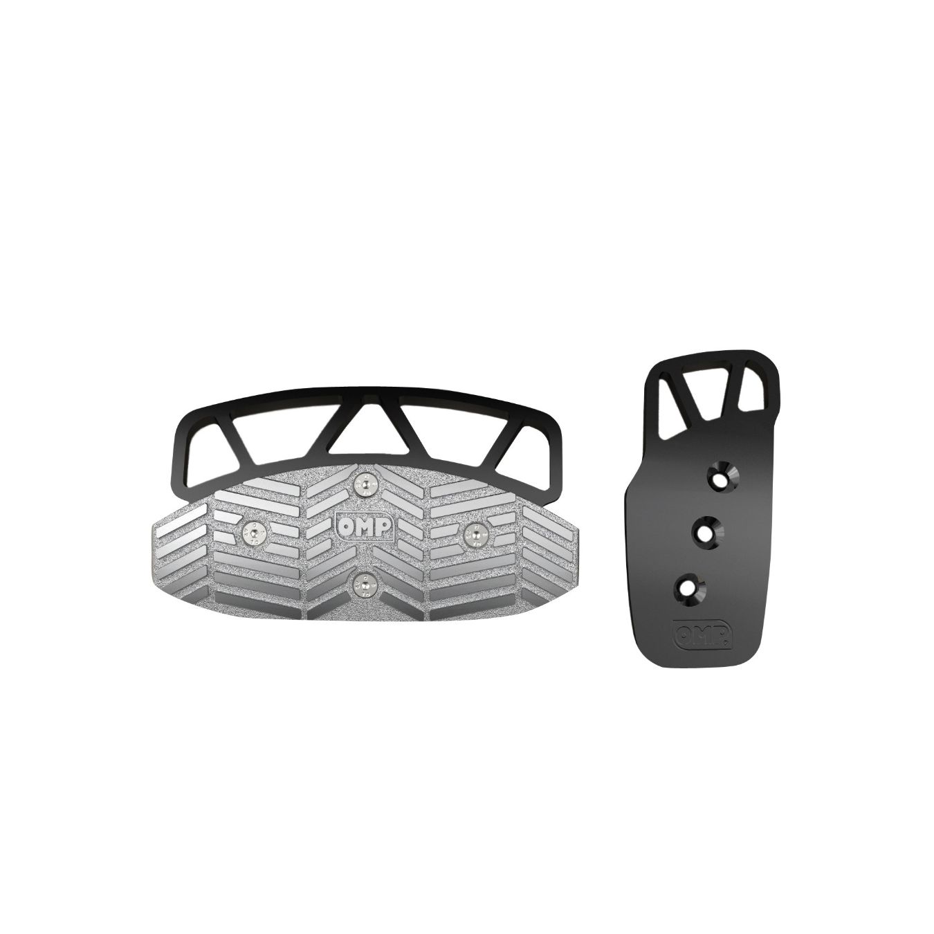 Kit de 2 pédales OMP en aluminium sablé et anodisé noir
