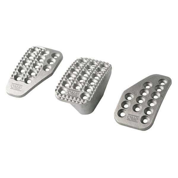Kit 3 pédales OMP aluminium sablé frein 60 x 100 mm / accélérateur 60 x 100 mm
