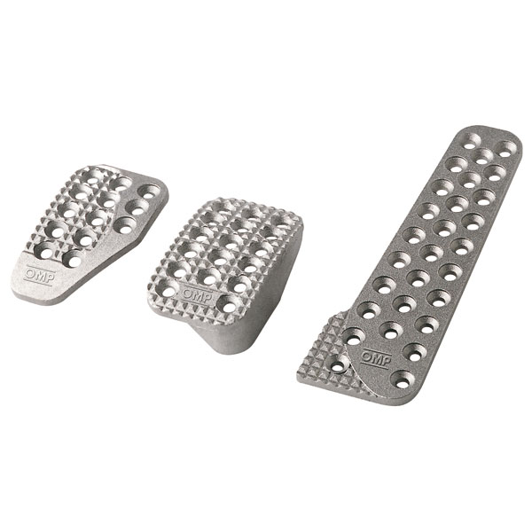Kit 3 pédales OMP aluminium sablé Frein 60 x 100 mm / accélérateur 60 x 210 mm