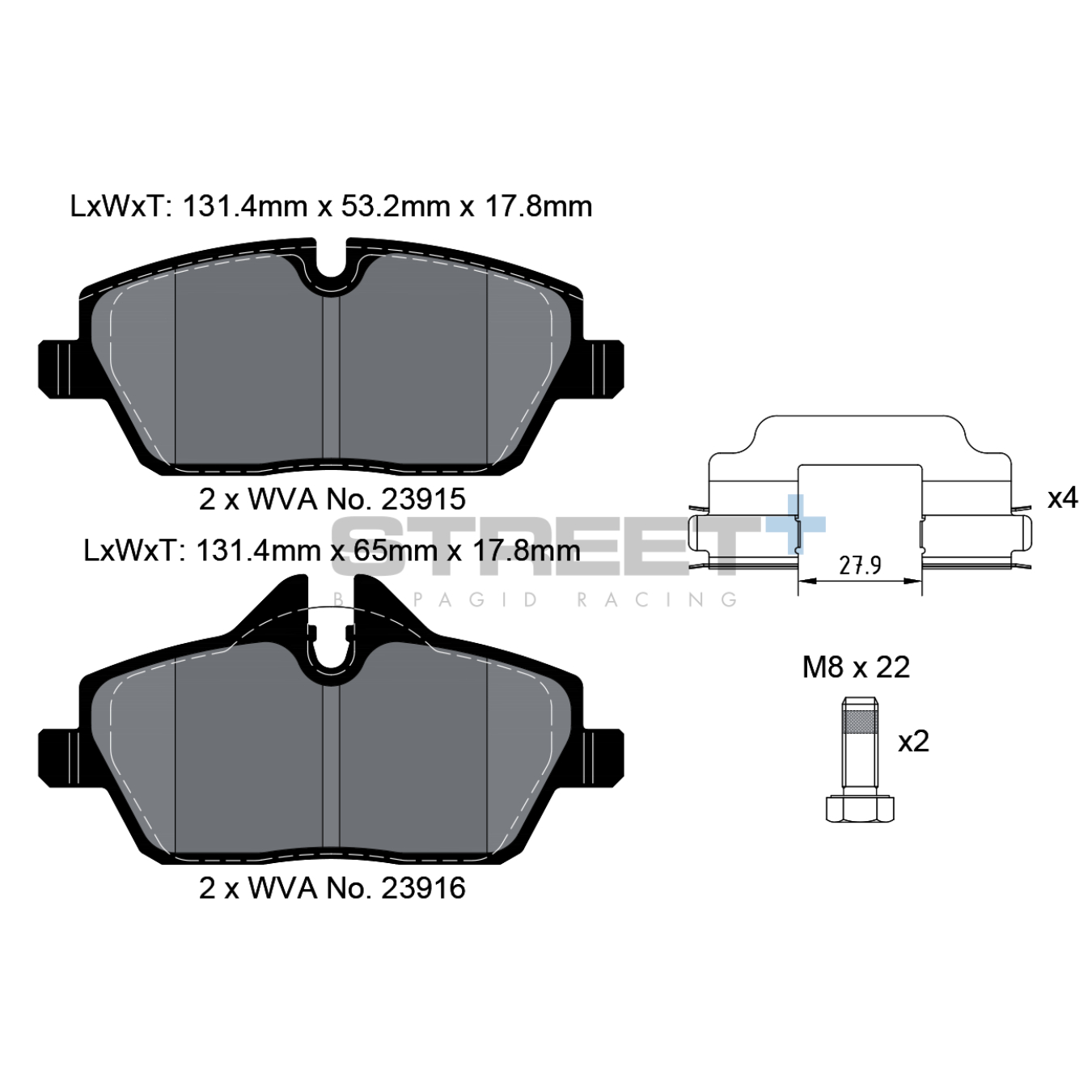 Plaquettes de Frein PAGID STREET Plus T8050