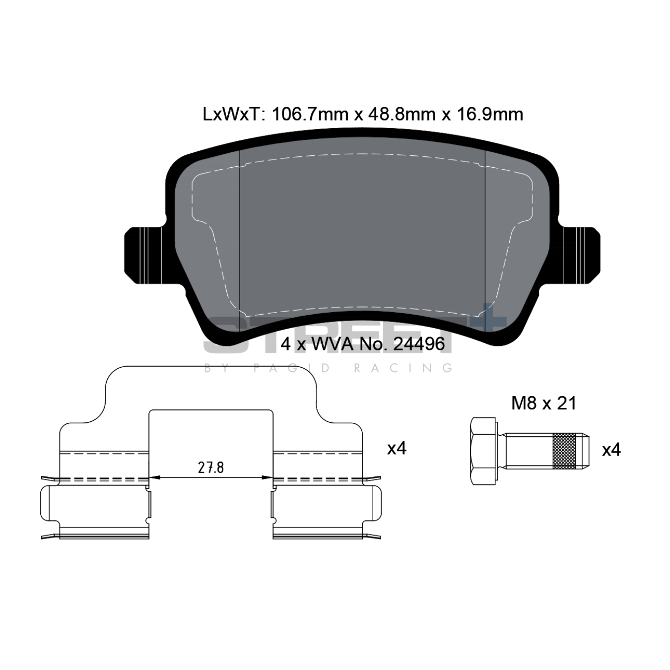 Plaquettes de Frein PAGID STREET Plus T8076
