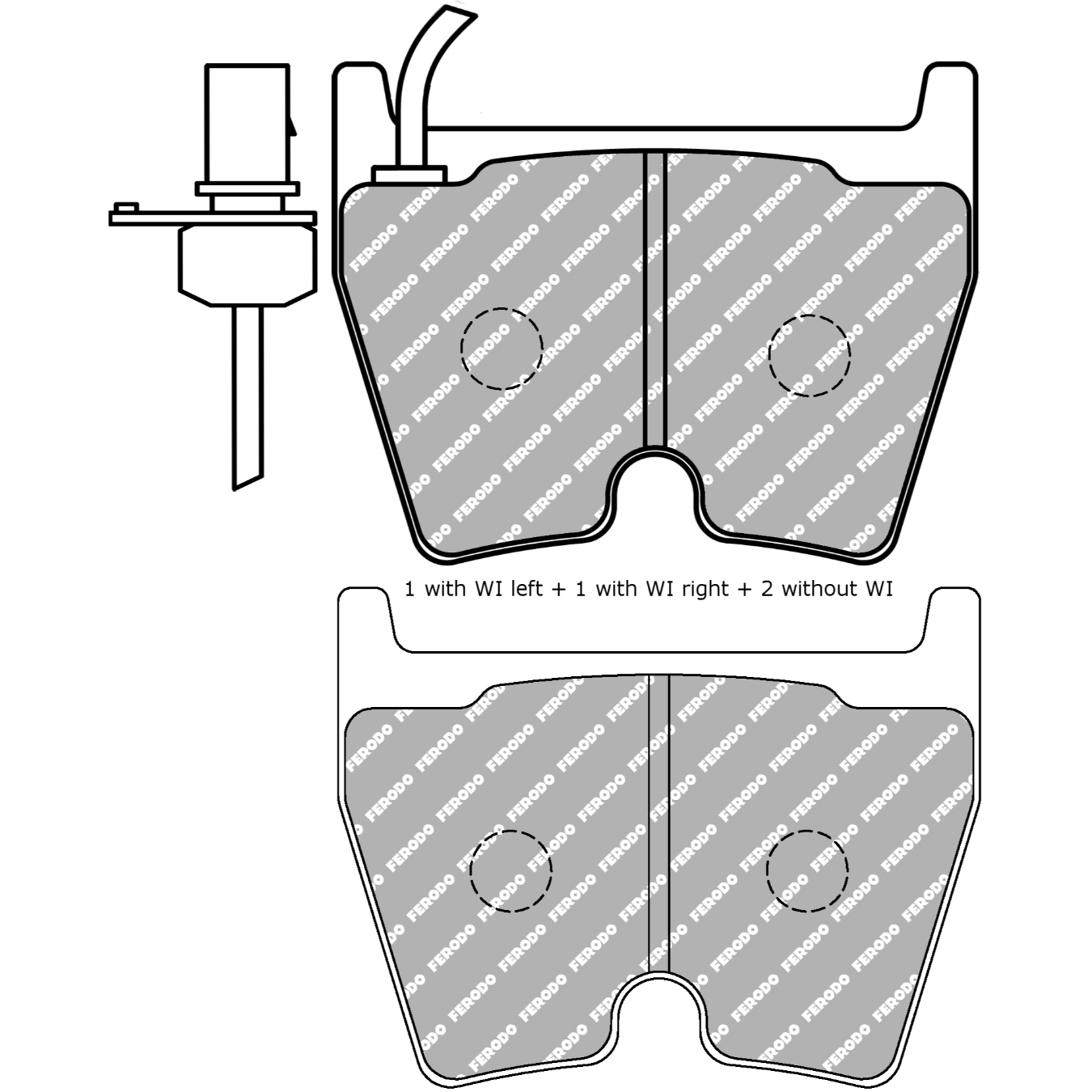 Plaquettes de frein FERODO FDS1664 DS Performance 95,4 mm x 74,3 mm x 17 mm