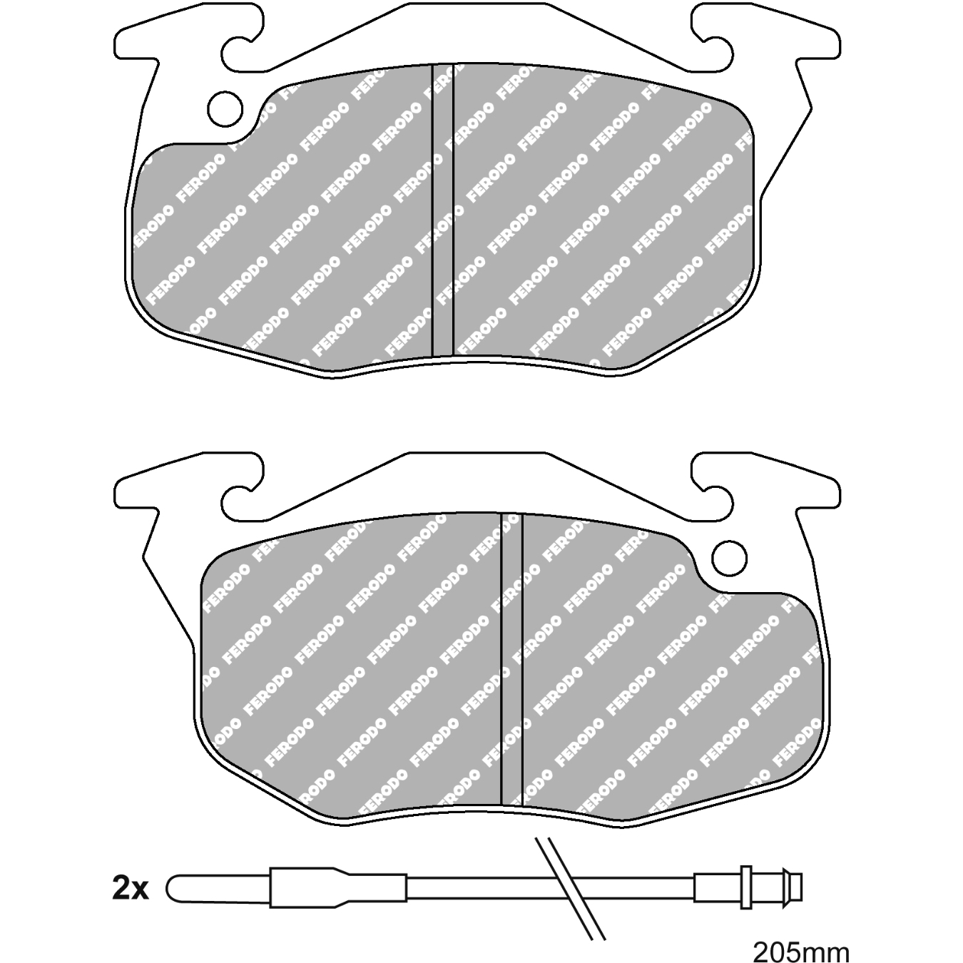 Plaquettes de frein FERODO FDS393 DS Performance 105 mm x 54 mm x 18 mm