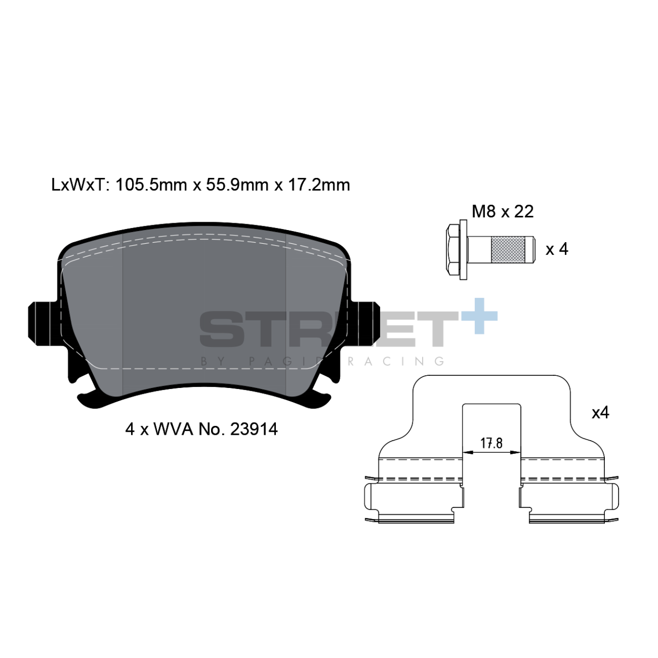 Plaquettes de Frein PAGID STREET Plus T8049